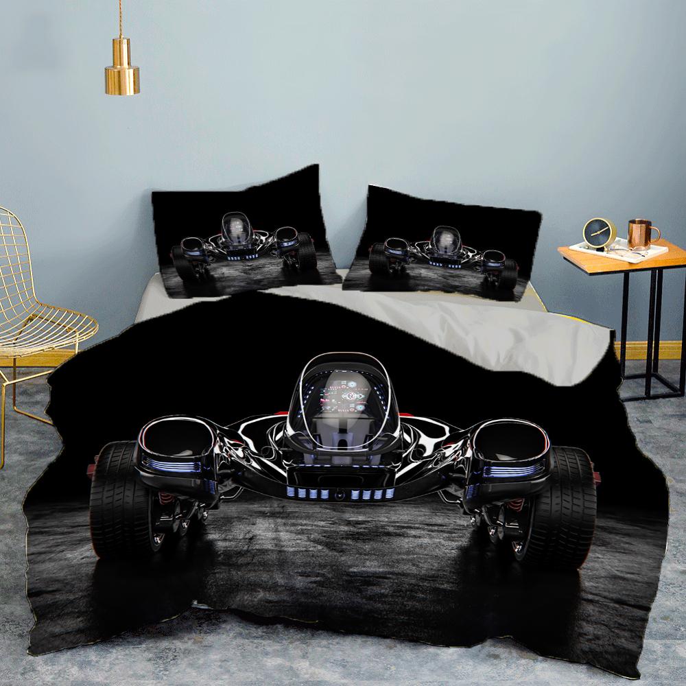 3D Car King Queen Duvet Cover Vintage Lightweight Train Bedding Set For Teens Adult Racing Supercar 2/3pcs Polyester Quilt Cover