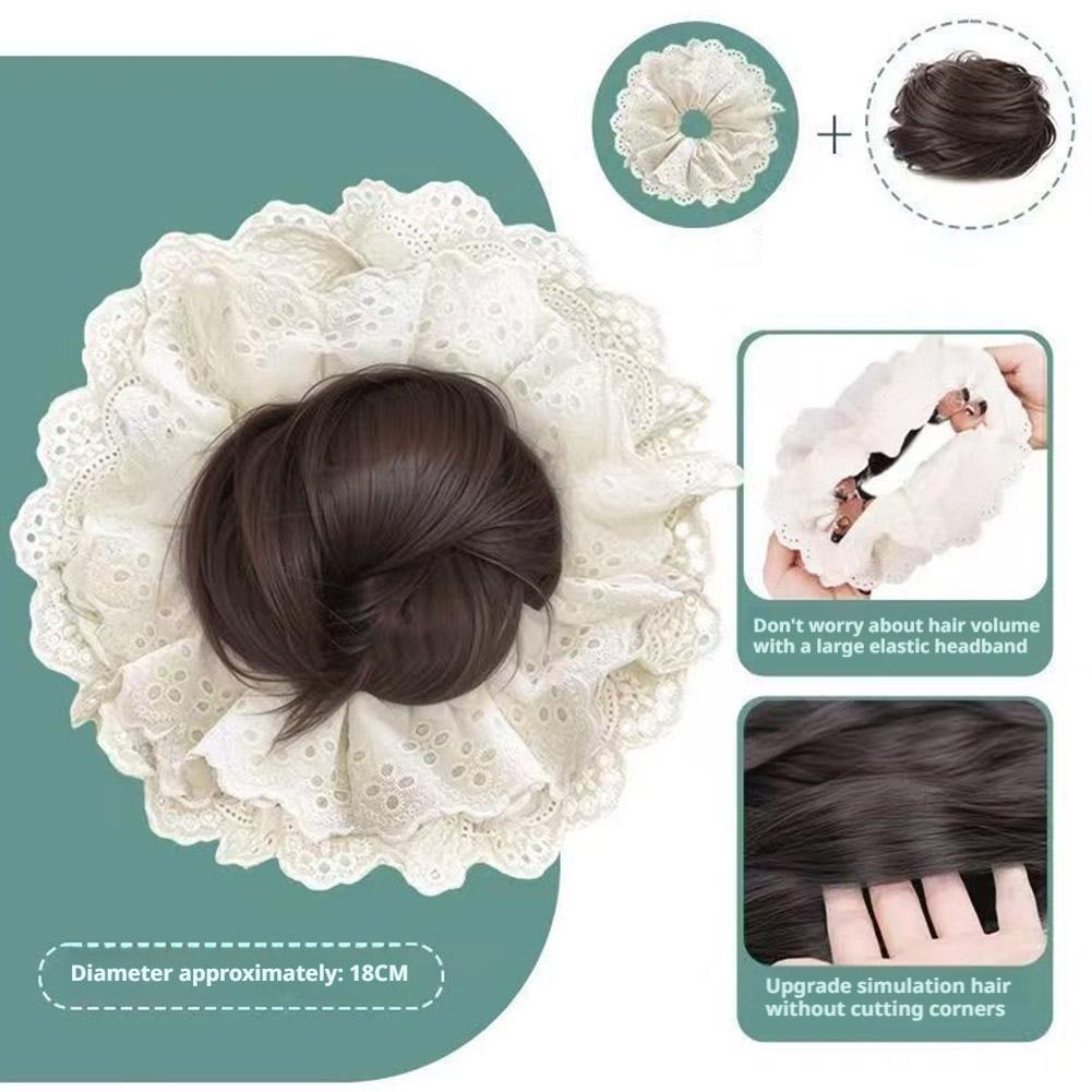 Women's Lace Bud Wig Clip Korean Style Hair Artifact Bun Bag Lace Hairpiece Clip Ponytail Base L4B2