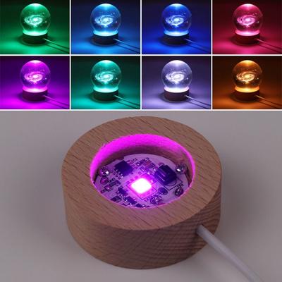 Rund mit Fernbedienung Resin Art Heimdekoration LED-Licht Display-Basis Nachtlampenfuß Kristallkugelhalter