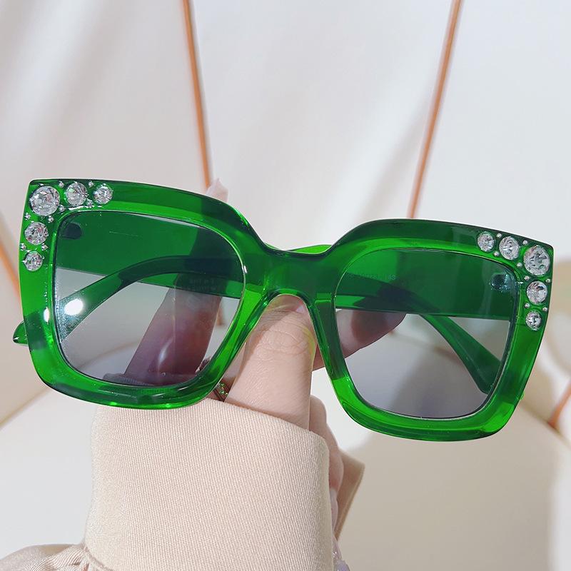 Luxury Designer Diamond Square Sunglasses Women Crystal Rhinestone Vintage Punk Fashion Shades Trendy
