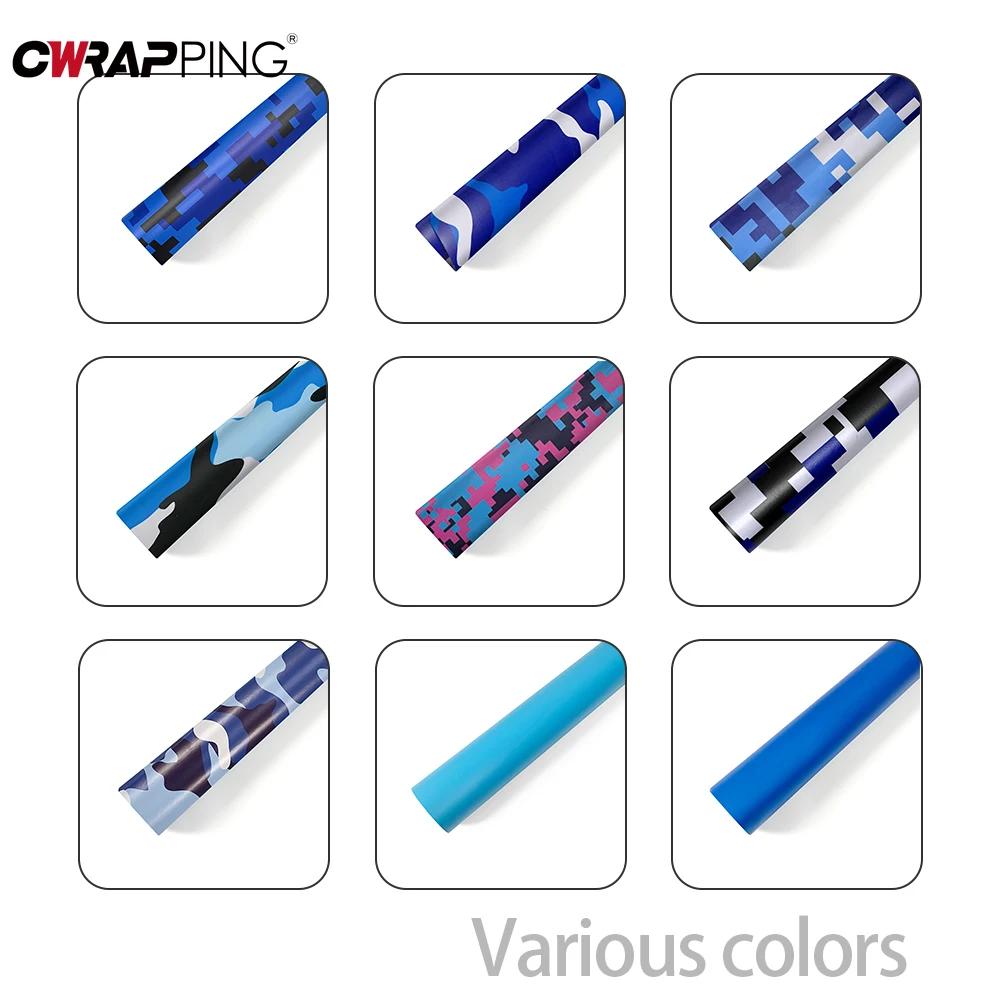 Car Stickers Blue Camouflage Pattern Vinyl Wrap Film Glue Waterproof Decorate Sticker for Computer Motorcycle Car Accessories