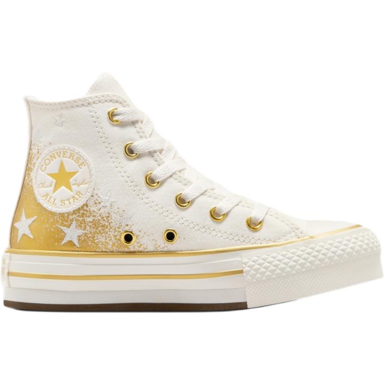 Converse All Star Canvas EVA Lift Fashion Versatile High Top Kids Canvas Shoes Kids Sneakers White Yellow A12877C