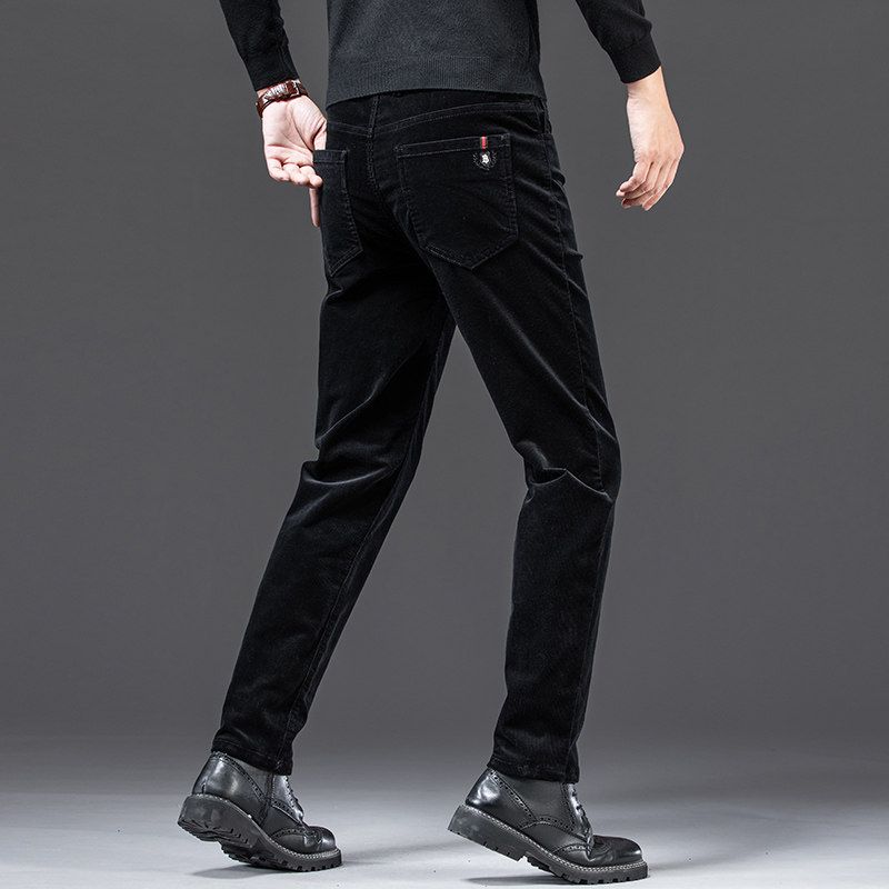 Trade Surplus Fleece-Lined Straight Corduroy Pants for Men, Autumn and Winter, Comfortable Middle-Aged Dad Corduroy Trousers, Business Casual Pants