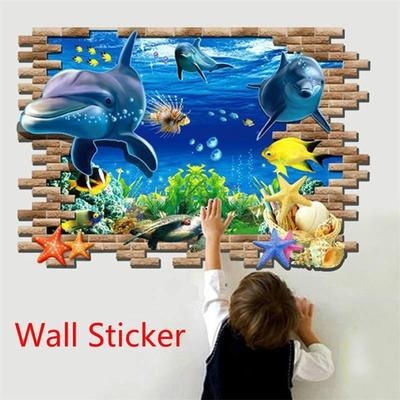 Home Supplies 3D Home Decorative Wall Stickers Creative 3D Cartoon Dolphins Finding Nemo Marine Underwater World Home Stickers