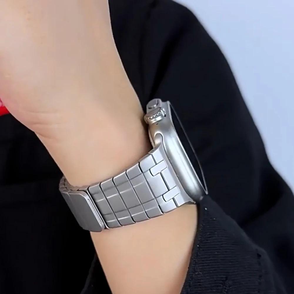 Magnetic AP Watchband for Apple Watch 49mm Strap Ultra 2 Men Stainless Steel Bands for Iwatch 10 9 7 8 Se 46mm 45mm 44mm Correa