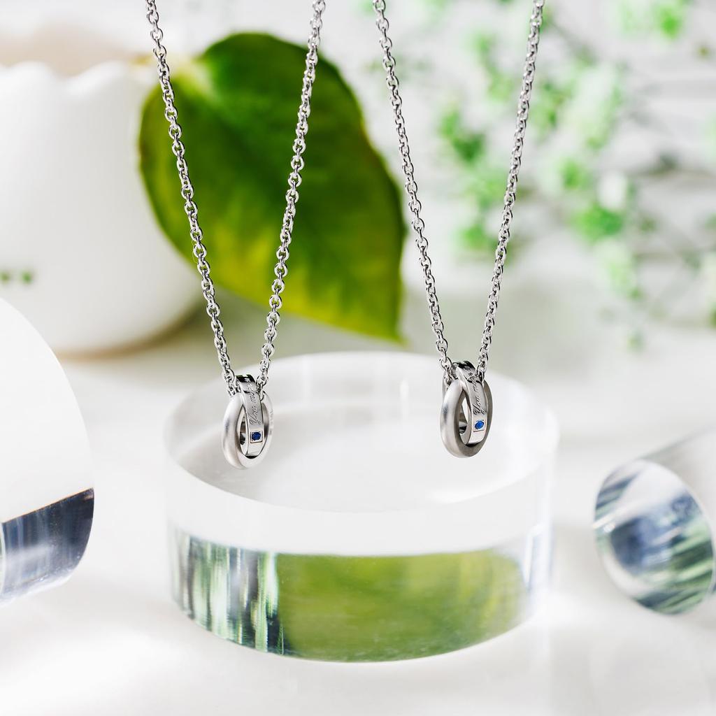 Halsketten-Set, 2 Stück, chirurgischer Edelstahl 316L, Zirkonia, doppelte Schlaufe, mattiert, Botschaft [weißes Kleeblatt], 40 cm/45 cm, 4SUP111SV&4SUP111SV