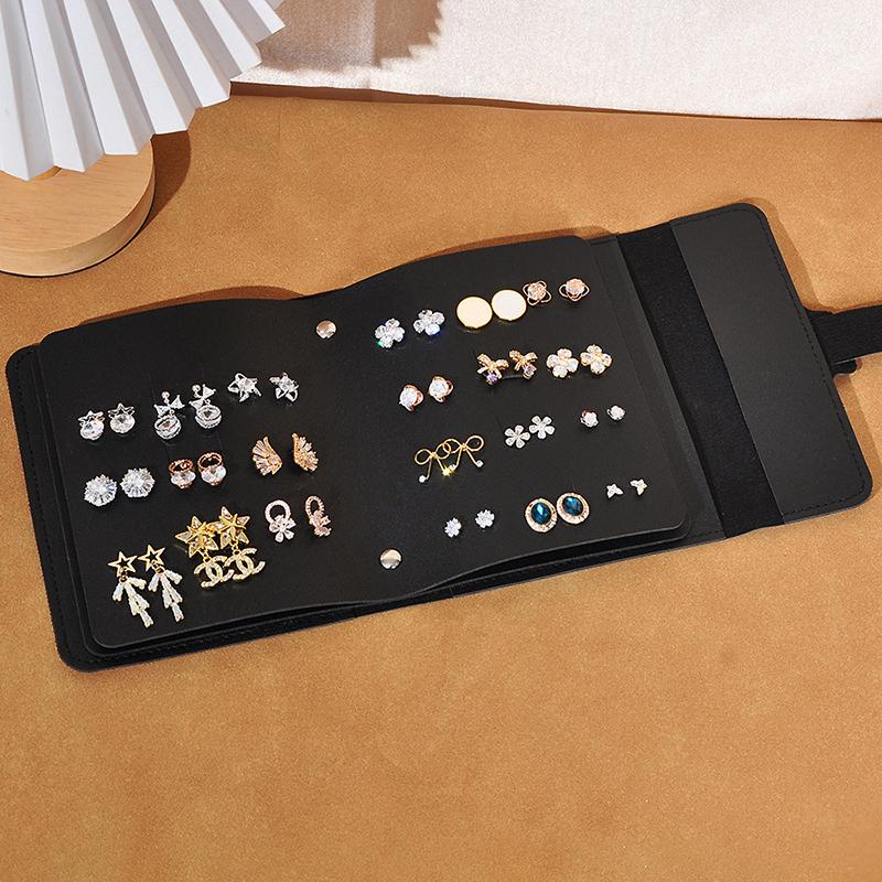 Portable Jewelry Pouch Creative  Earrings Multi-Layered Pu Leather Jewelry Bag