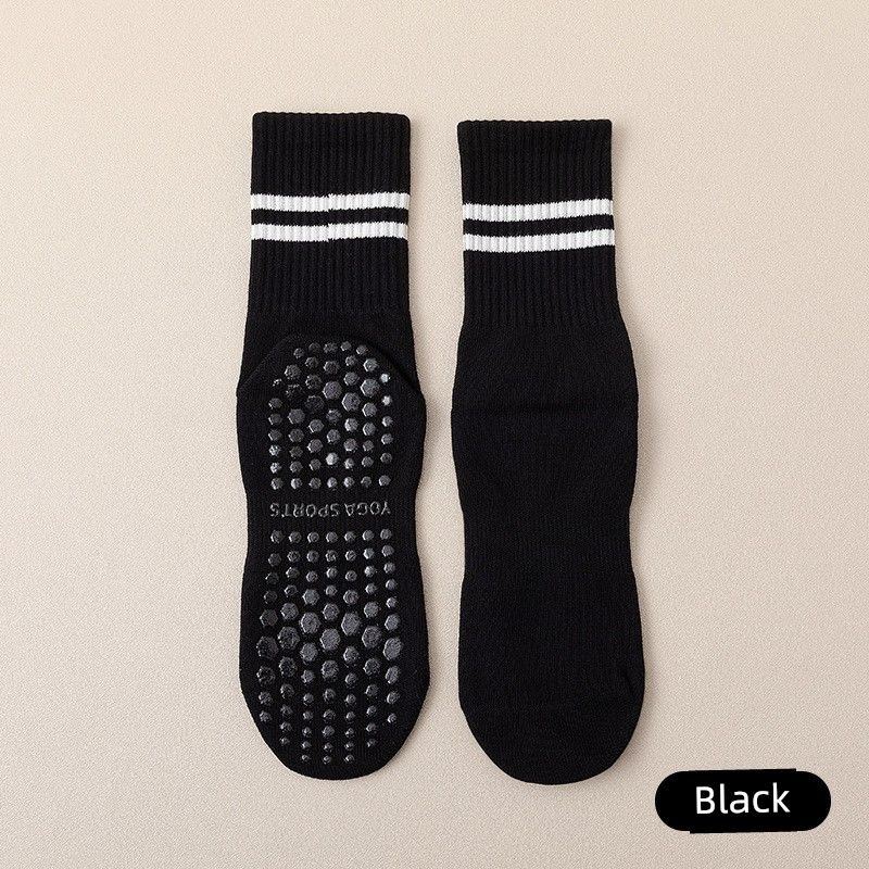 

2025 Spring New Arrival Yoga Socks Tube Socks Non Slip Silicone Indoor Fitness Pilates Women s Sport Socks Black