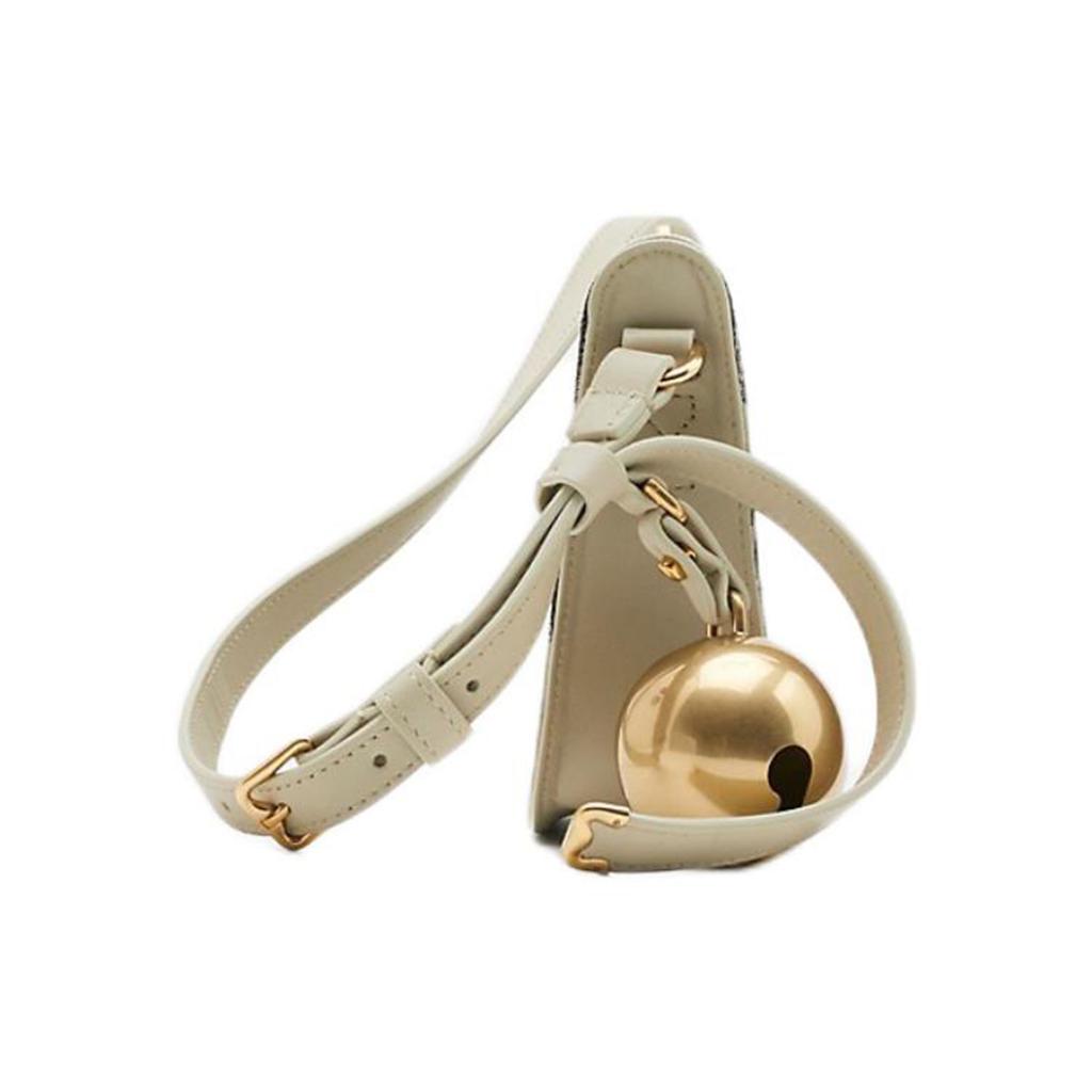 Burberry Check Canvas Sling Crossbody Bag With Gold Bell Charm & Hardware For Daily Use