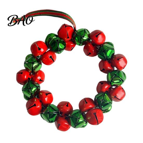 Holiday Decorative Accessories Christmas Tree Bell Pendant with Lanyard, Ring Hanging Decoration for Ornament Home Decor, Metal Multicolored