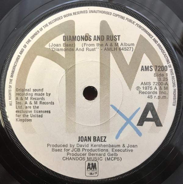 

7inch Record JOAN BAEZ - Diamonds And Rust AMS7200 A&M Records 1975 UK Country/Folk Used