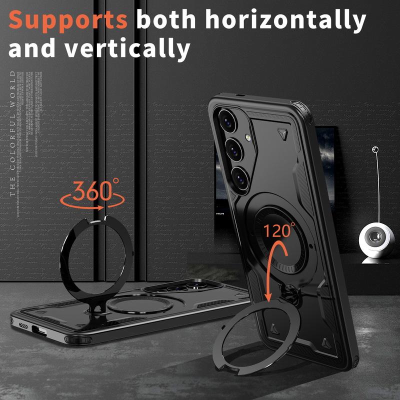 For Samsung S24 Plus Ultra S23 Fe A55 A35 A14 5g 360 Rotating Stand for Magsafe Magnetic Support Car Function Tpu Hard Slim Cover