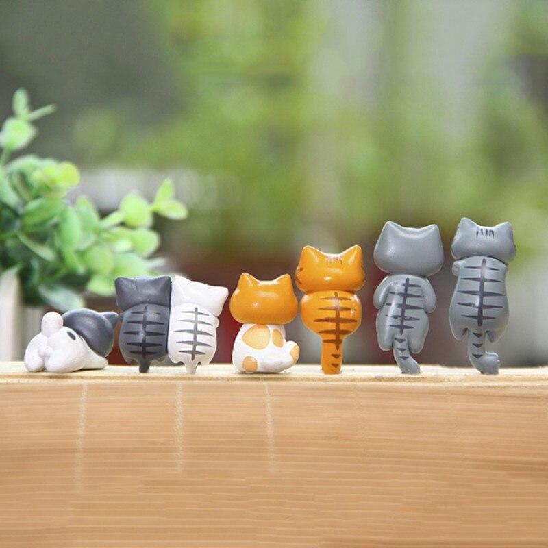 Cute 6 Piece Miniature Fairy Garden Cat Ornament Outdoor Decor Home Decoration