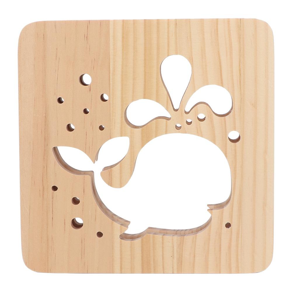 Whale Pattern Wooden 3D LED Light Hollow Carving 3D Wood Light  Gift Novel