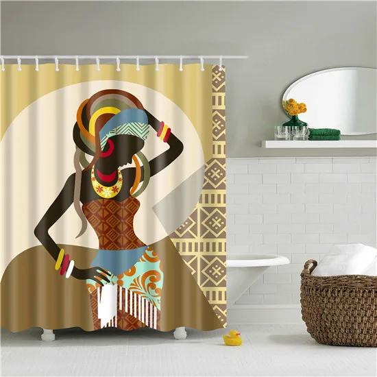 African Style Portrait National Style Bathroom Shower Curtains Frabic Waterproof Polyester Bath Curtain With Hooks