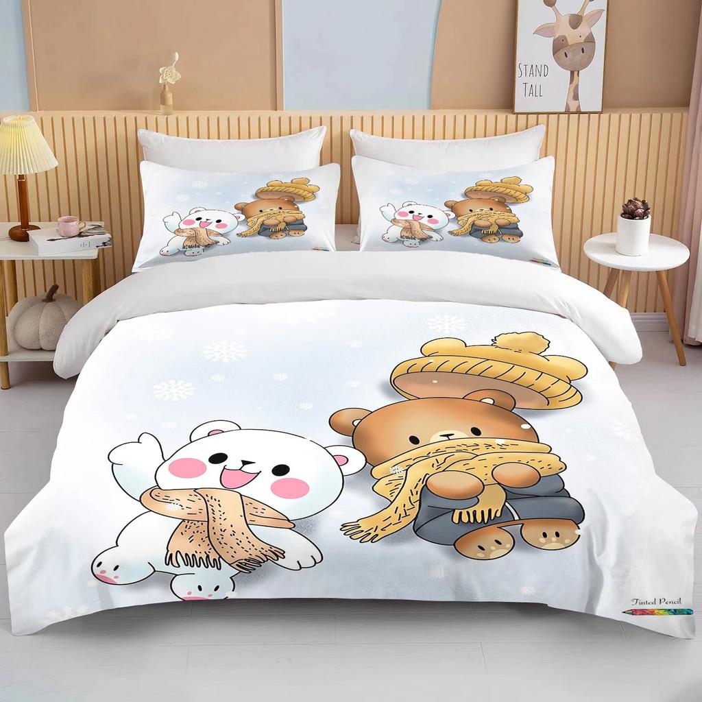 Comforter Bubu Dudu Cartoon Cute Bear Kawaii Christmas Gift King Twin Double Boys Bedding Set Microfiber Or Polyester