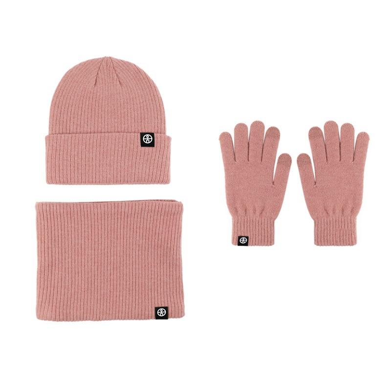 Milk Dragon New Red Set Windproof and Warm German Velvet Self-Heating Knitted Hat Scarf Gloves Three-piece Set