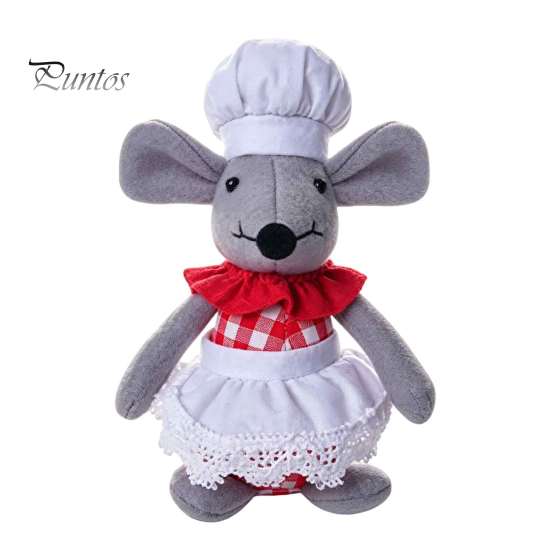Tischdisplay-Puppe, Weihnachts-Plüschmaus-Puppe, Stofftier-Spielzeug mit Weihnachtsmannmütze, Weiches Sammlerstück, Niedliches Ornament für Weihnachts-Heimregal-Dekoration