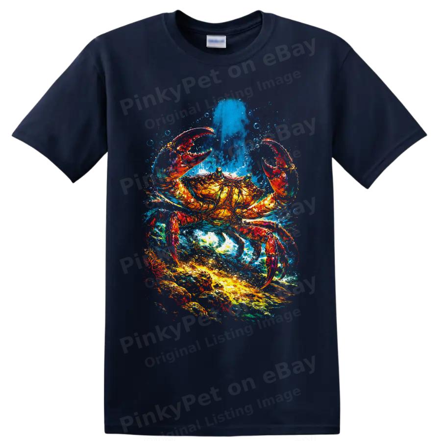 Crab T Shirt Colorful Ocean Splash Watercolor Marine Animal Art Graphic Tee