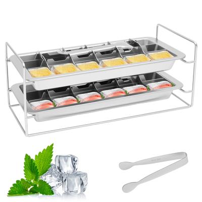 2 Layer Ice Cube Tray Stainless Steel Ice Cube Mold with Clip Square Box Cheese Jelly Mold Tray Bar Kitchen Tool Cocktail Cube