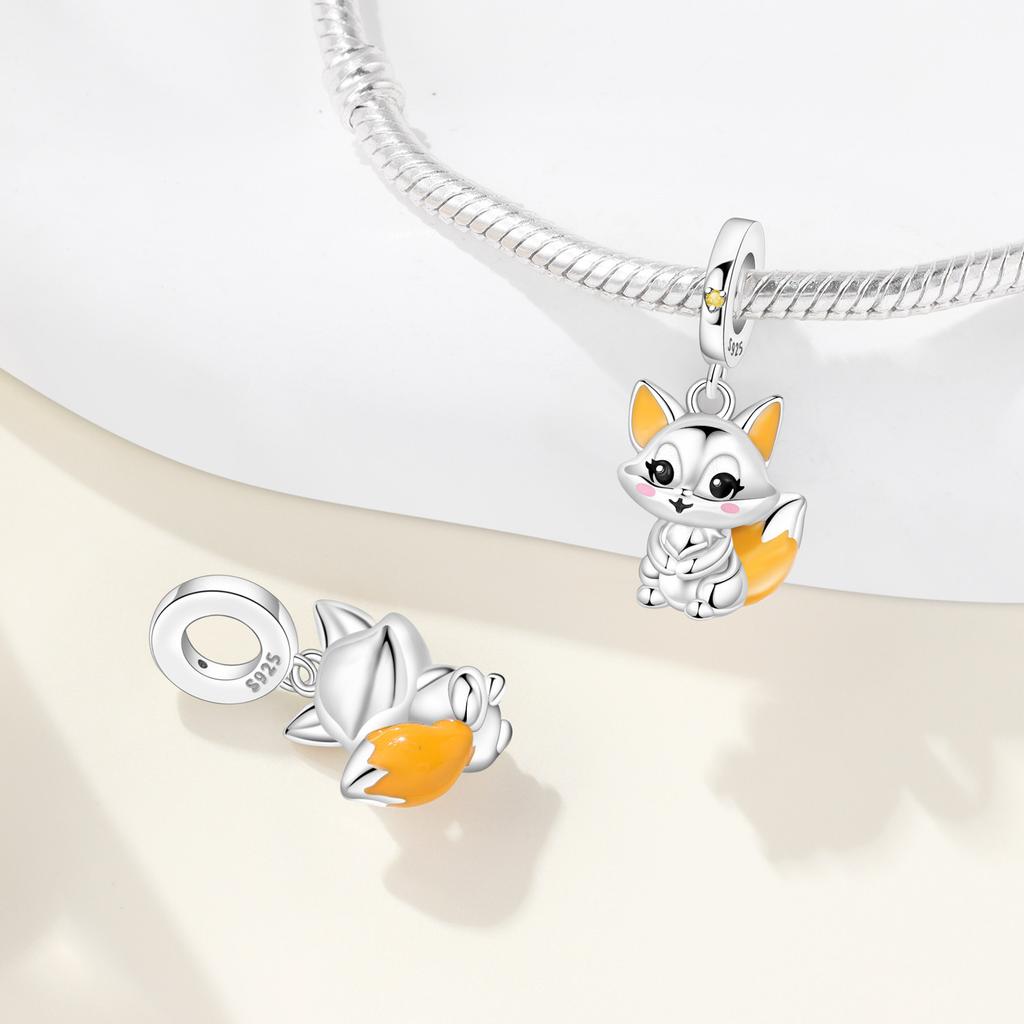 Copper Cute Fox Animal Original Pendants Bracelet Charms Jewelry Party Beads Diy Trendy Gifts