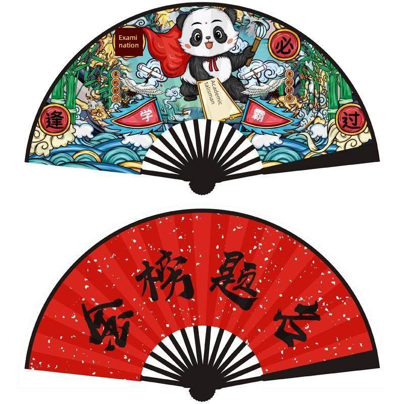 Chinese Style Double-Sided Plastic Zodiac Fan, Portable Folding Fan for Students, Summer Creative Zhong Kui Folding Fan