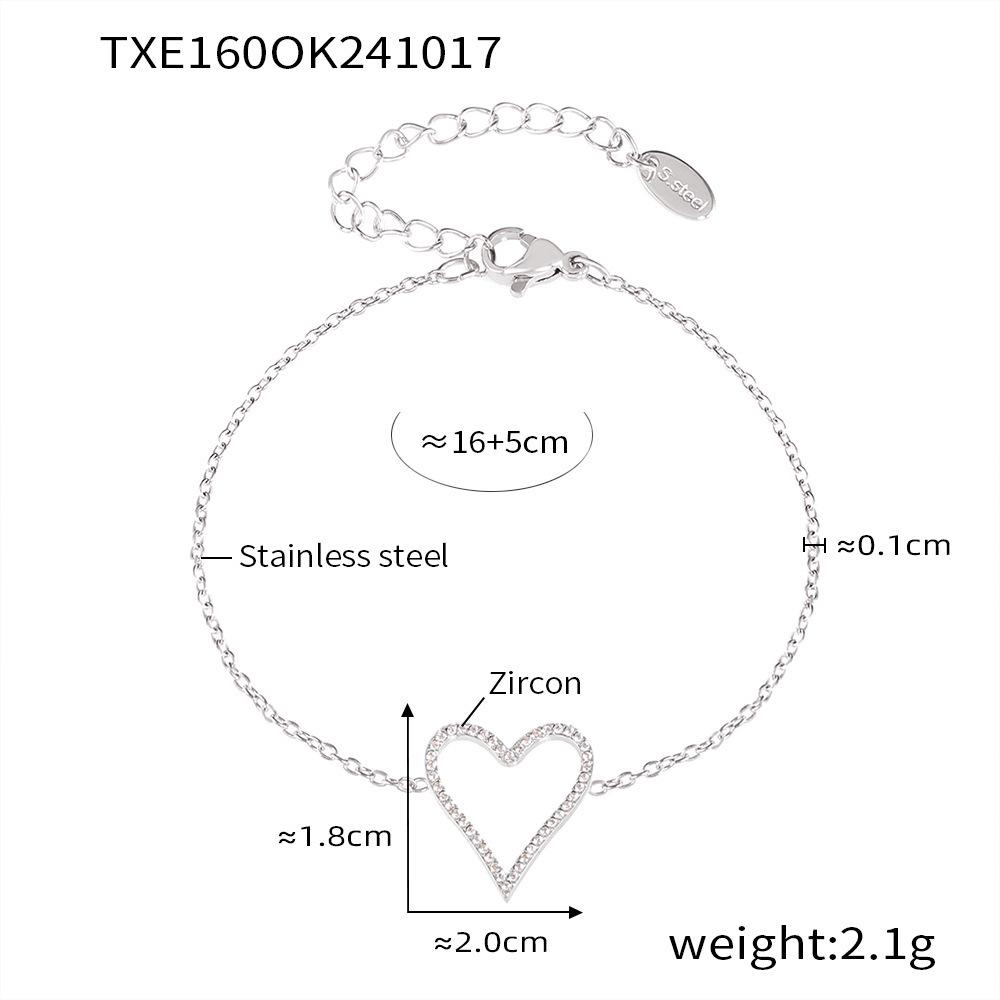 Qiong Yao Heart Zircon Clavicle Chain Bracelet - Light Luxury, Simple Women's Set