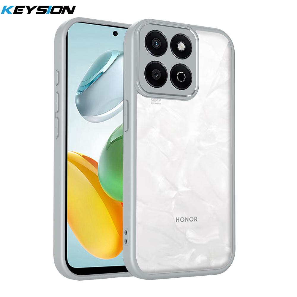 KEYSION Transparent Phone Case for HONOR X7d 5G Soft Silicone+PC Clear Shockproof Phone Back Cover for Huawei Honor 400 Smart 5G
