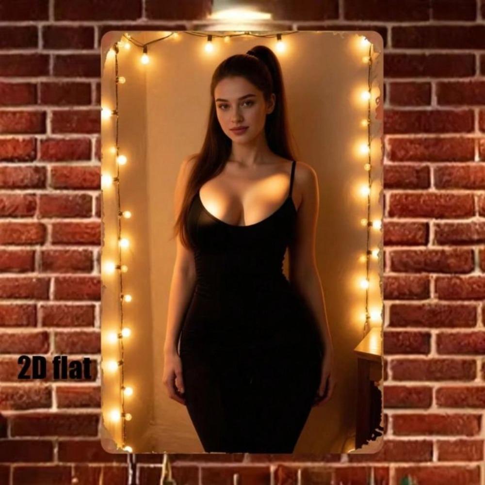 Black White Woman Silhouette Metal Wall Art 20x30cm Vintage Tin Sign Decor for Living Room Cafe Gift