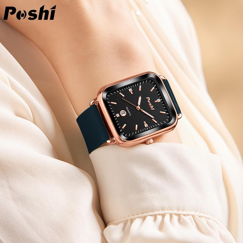 Ceasuri POSHI Ceasuri de modă pentru bărbați și femei Ceasuri cu cuarț pentru femei, din aliaj, cu centură de silicon