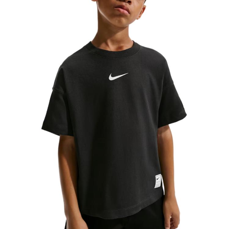 Nike Детская футболка Dri-Fit Pro свободного кроя с круглым вырезом, спущенной линией плеча и коротким рукавом II1283-010 XS