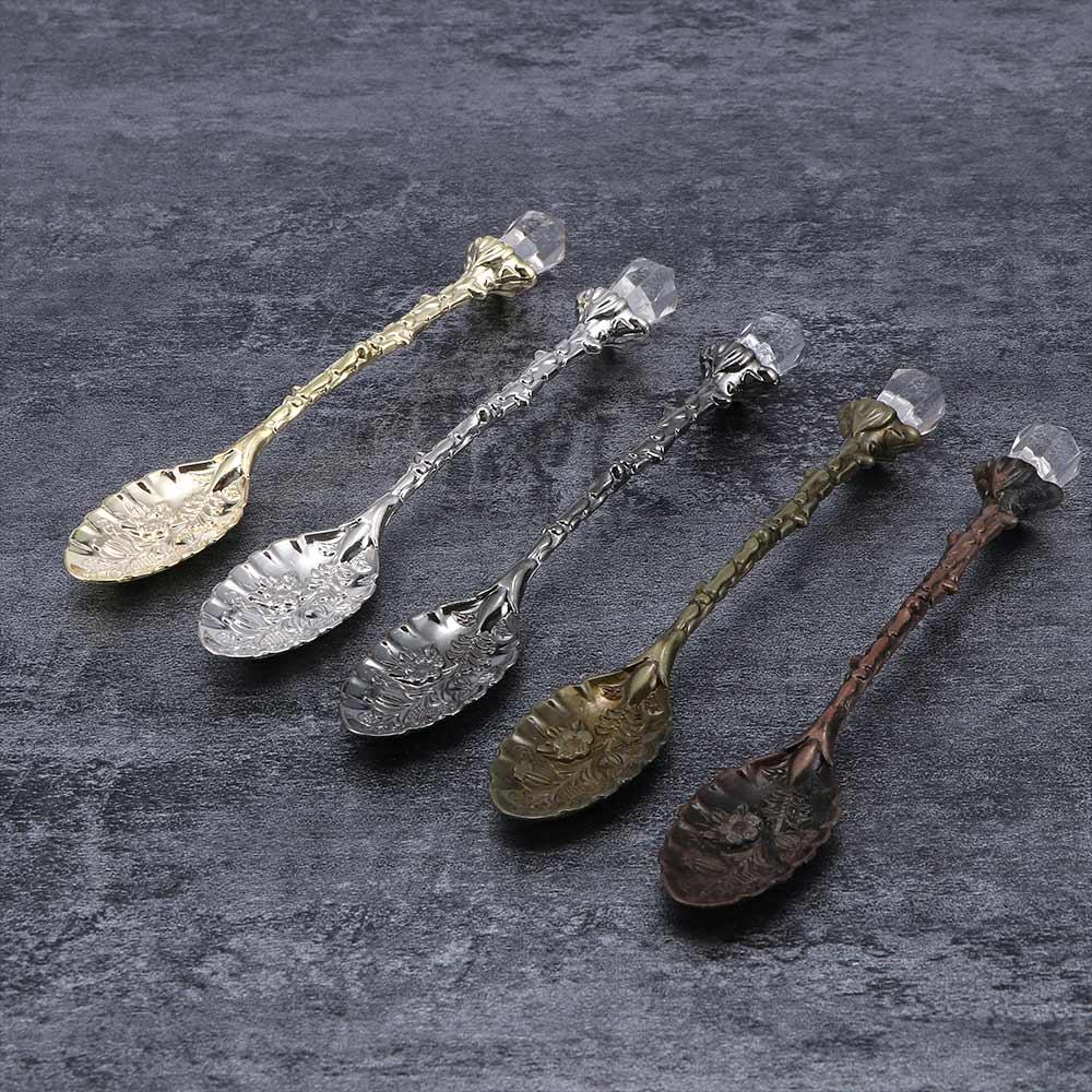 Crystal Head Coffee Spoon Ice Cream Flatware Tea Zinc Zinc Zinc Alloy Scoops Accessories Kitchen Dining Bar