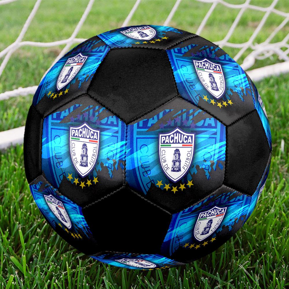 Pachuca FC Size 5 Soccer Ball, Machine-Stitched PVC, Durable & High Bounce, All Ages Fit, fan merchandise, matches & outdoor use.