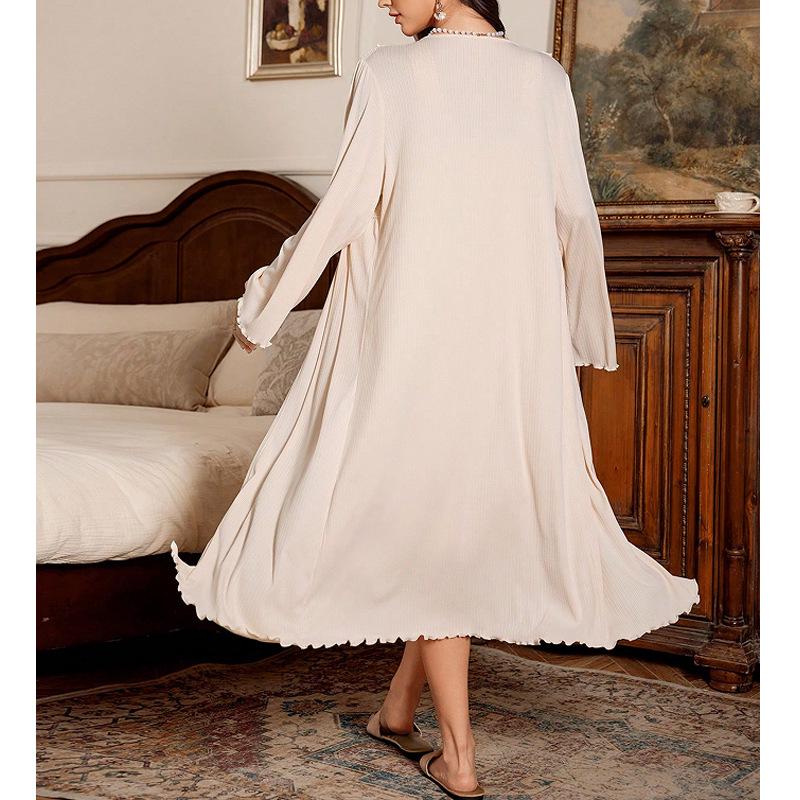 High-End Lace Trim Pajama Set - Women's Autumn/Winter Camisole & Outerwear
