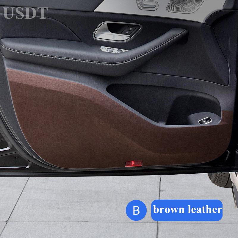 Leather Carbon Fiber Sticker Door Anti Kick Cover Mat For Mercedes Benz GLE W166 W167 V167 GLE350 GLE450 GLE Coupe C292 C167