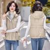 Down cotton vest vest vest new autumn and winter loose vest hooded jacket
