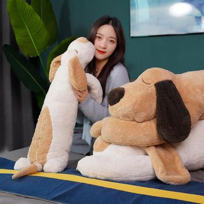 Entzückendes Papa-Hunde-Schlafkissen aus langem Plüsch, Spielzeug fürs Bett und Geschenk