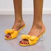 Vrijetijdsslippers Dames Basis Slides Casual Vreemde Hoge Hakken Schoenen Dames Effen Vlinderknoop Zomerslippers Grote Maat