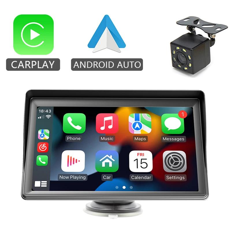 Car Radio Wireless CarPlay Android Auto Multimedia Video Player 7inch portable touch screen with USB aux for rear view camera