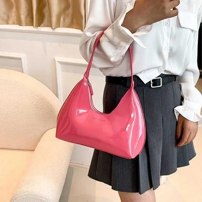 Glossy Leather Armpit Bags for Women  Designer Fashion Bags  Solid Shoulder Bags  Women's Bags