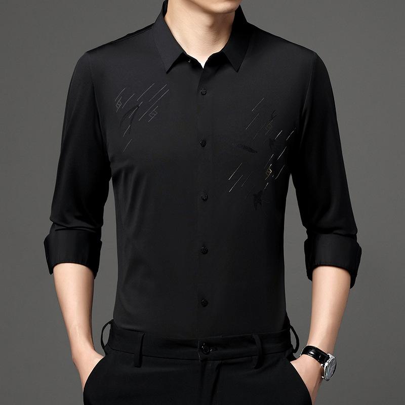 Осенняя новая мужская повседневная мужская рубашка с длинным рукавом с обычными лацканами — фото 4