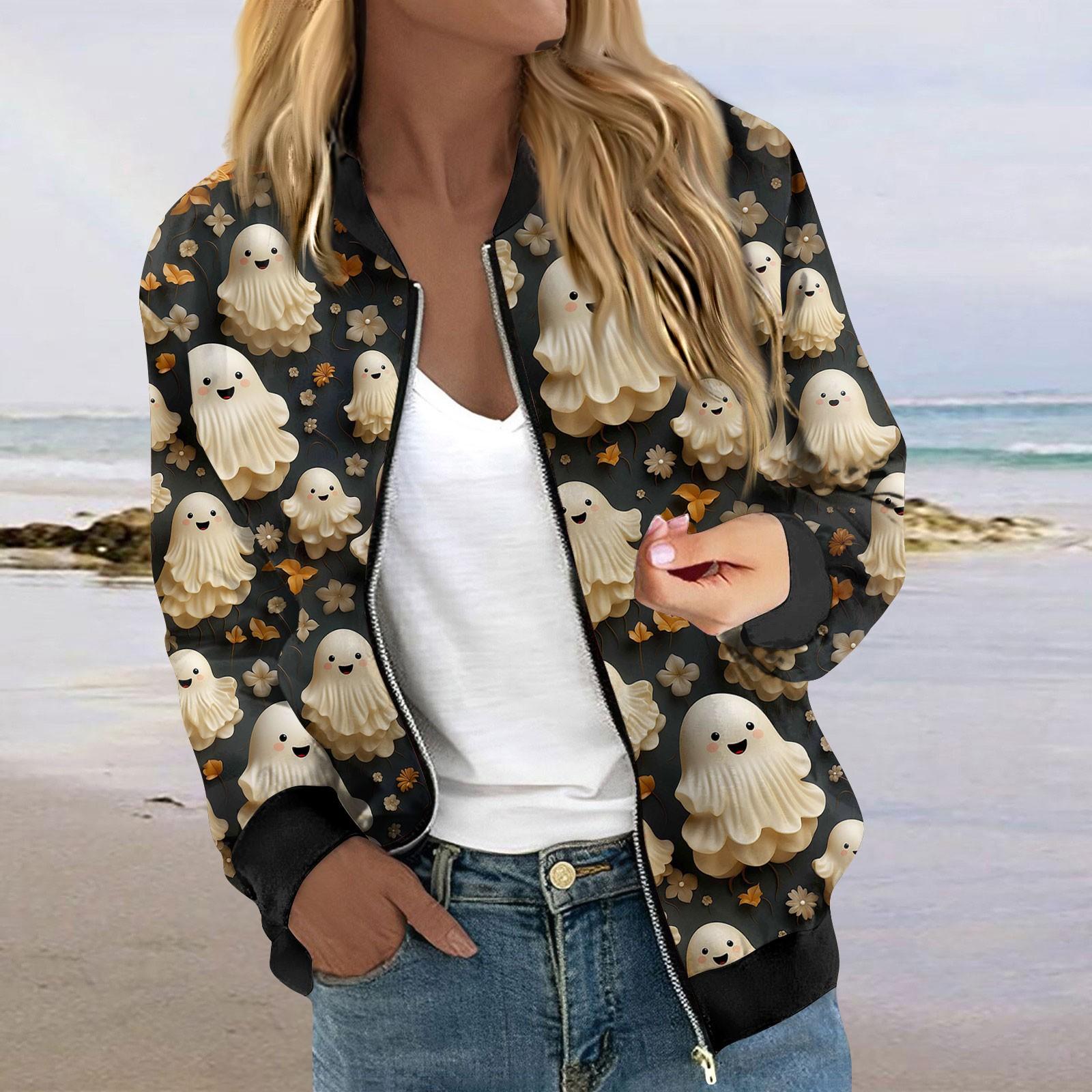 

Куртки для женщин, легкие укороченные куртки с длинным рукавом на молнии, модная верхняя одежда с принтом, повседневные стеганые куртки с карманами S бежевый