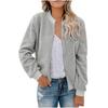 Women's Fashionable Warm Shearling Jacket With Zip-Up Solid Colour Outerwear