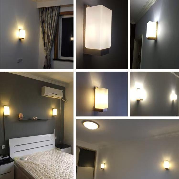 Nordic Solid Wood LED Wall Lamp for Bedroom, Hotel, Stairwell, Corridor