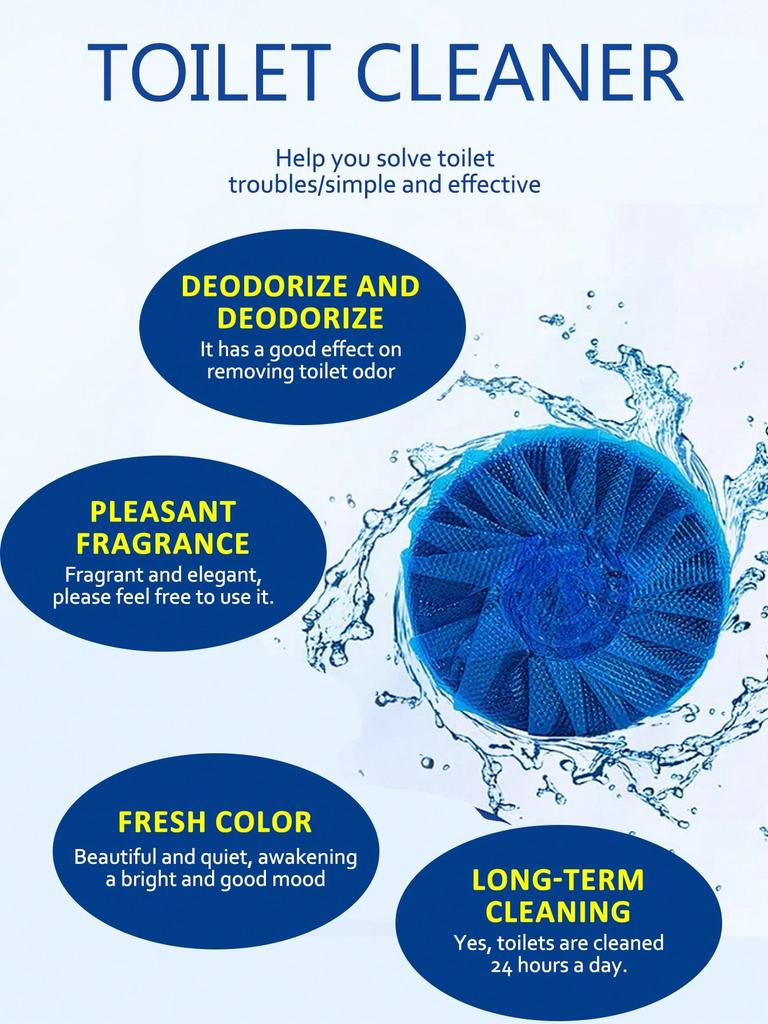 4PCS Automatic Toilet Cleaning Tablets, Bathroom Toilet Water Tank Cleaner, Ocean Fragrance Type, De