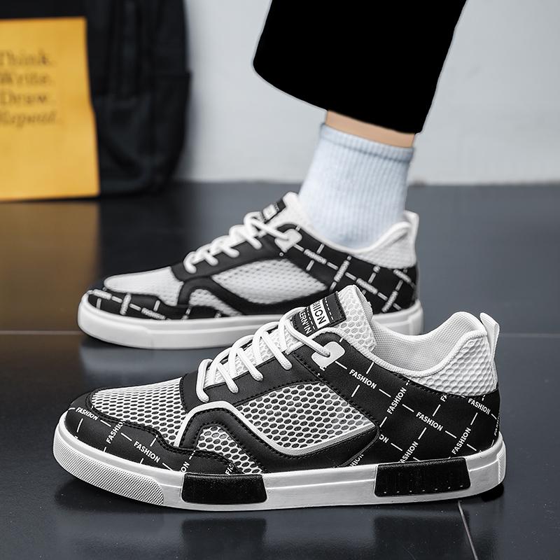 Men’s Sports Shoes Casual Skateboard Shoes Summer Breathable Student Grey Running Sneakers Plus Size