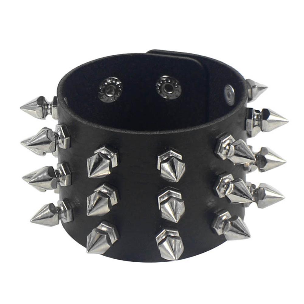 Gothic Punk Hip Hop Rock Spike Rivet Stud PU Leather Wristband Bracelet Bangle