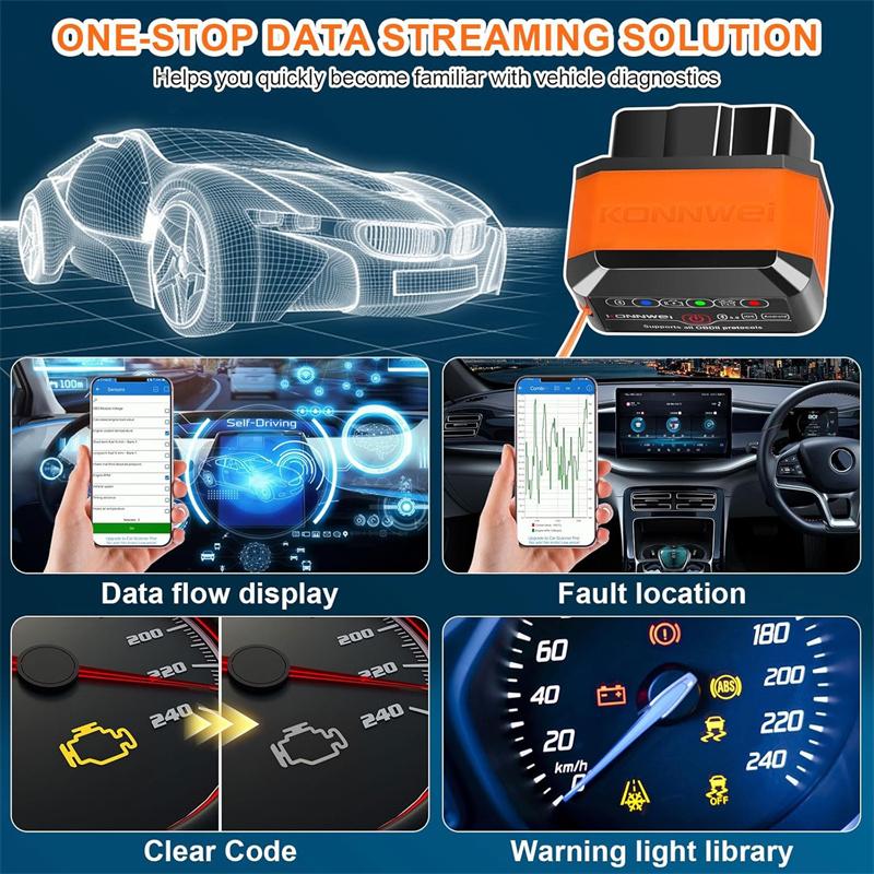 Kw905 Elm327 V1.5 Obd2 Scanners Bluetooth 5.0 For Android/Ios Elm 327 Obd 2 Car Diagnostic Tool Code Reader