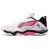 Li Ning OP Textile, Synthetic Leather Abrasion Resistant Low top Badminton Shoes Unisex White Pink Black AYZU007-1