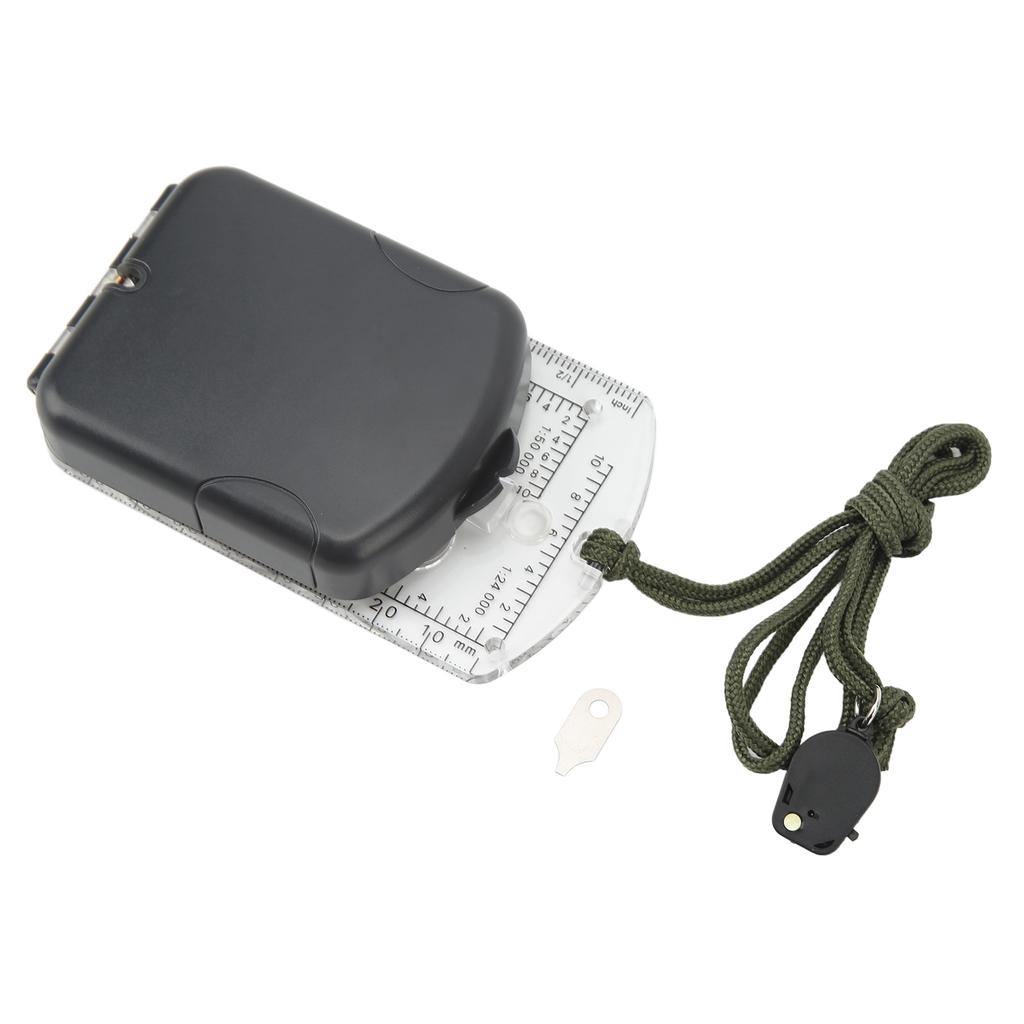 Multifunctional Plastic Compass with Scales Portable Gradiometer Magnifying Glass LED Lamp Tool